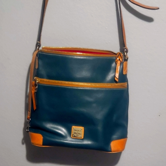 Dooney & Bourke Blue and Tan Crossbody Bag - Picture 1 of 15